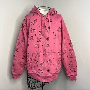 Sherpa Lined Fleece Full Zip Hoodie Jacket Geometric Horses Winter Cozy Western